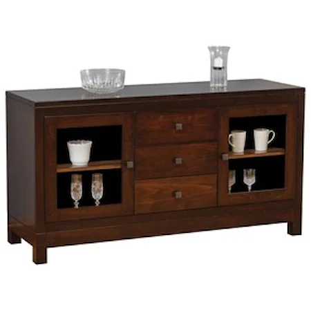 Contemporary Dining Buffet with Wood Block Feet